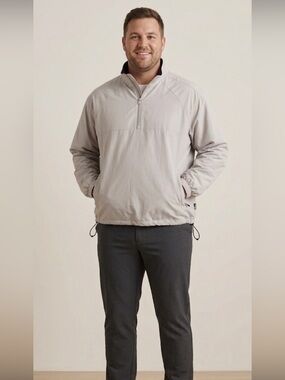 Beige UltraClub Windbreaker Rain Jacket – Size 2XL